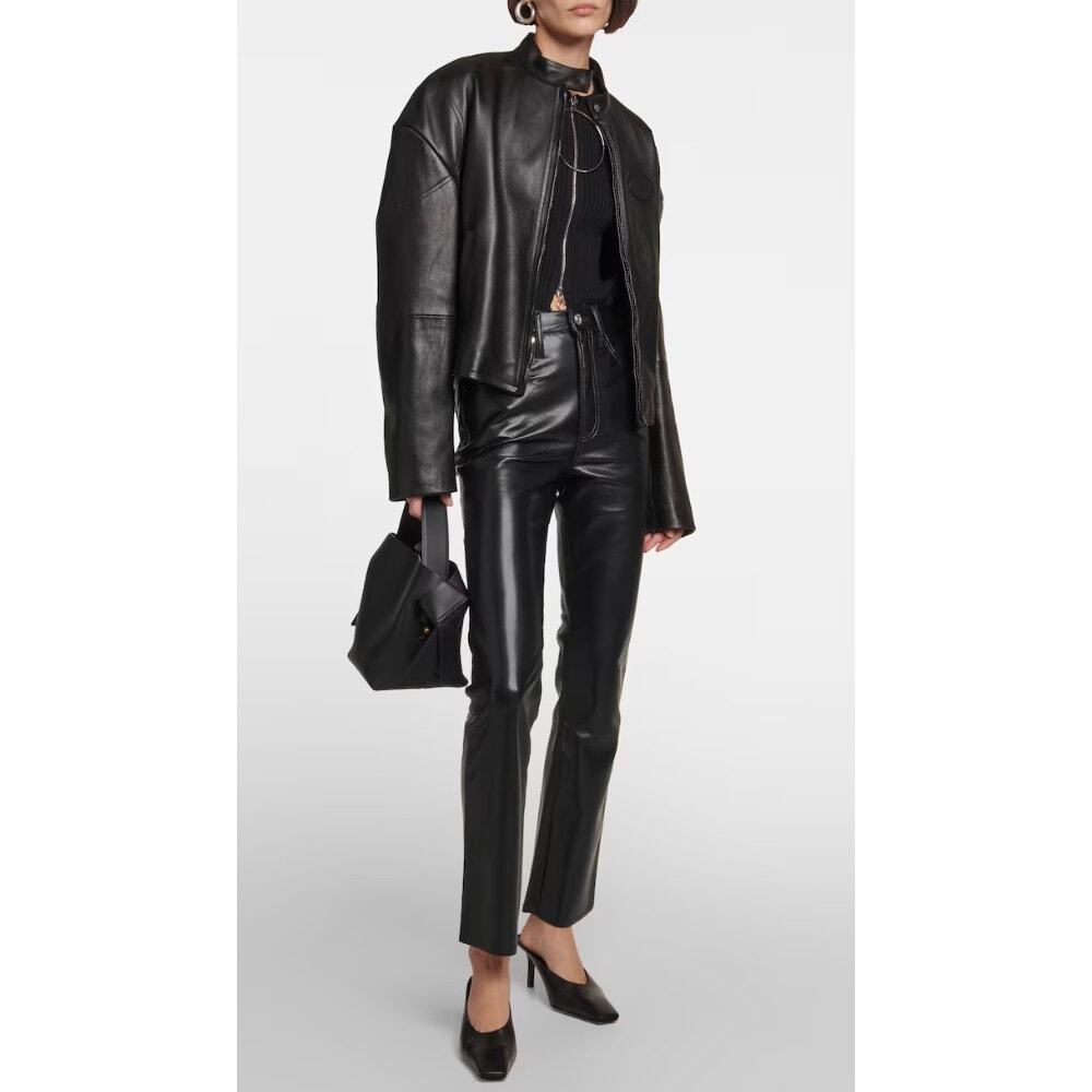 Frame Le High 'n' Tight Stretch-leather Straight-leg Pants